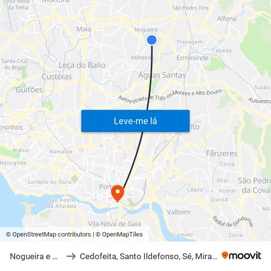 Nogueira e Silva Escura to Cedofeita, Santo Ildefonso, Sé, Miragaia, São Nicolau e Vitória map