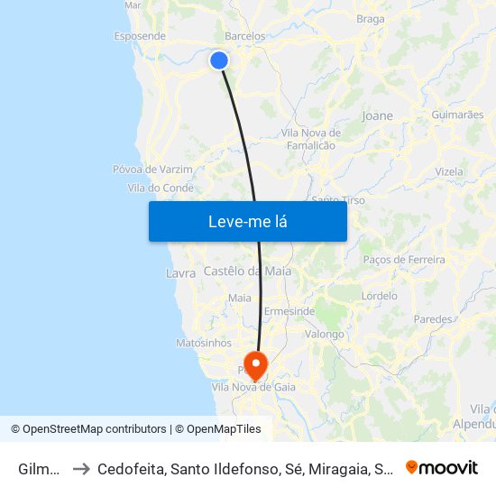 Gilmonde to Cedofeita, Santo Ildefonso, Sé, Miragaia, São Nicolau e Vitória map