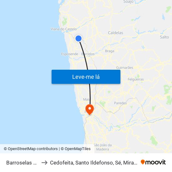 Barroselas e Carvoeiro to Cedofeita, Santo Ildefonso, Sé, Miragaia, São Nicolau e Vitória map