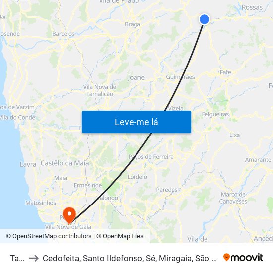 Taíde to Cedofeita, Santo Ildefonso, Sé, Miragaia, São Nicolau e Vitória map