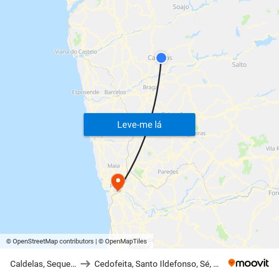 Caldelas, Sequeiros e Paranhos to Cedofeita, Santo Ildefonso, Sé, Miragaia, São Nicolau e Vitória map