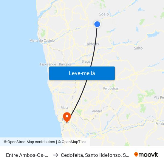 Entre Ambos-Os-Rios, Ermida e Germil to Cedofeita, Santo Ildefonso, Sé, Miragaia, São Nicolau e Vitória map