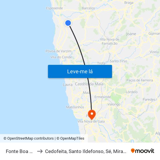 Fonte Boa e Rio Tinto to Cedofeita, Santo Ildefonso, Sé, Miragaia, São Nicolau e Vitória map