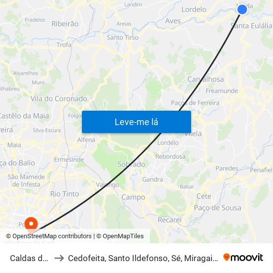 Caldas de Vizela to Cedofeita, Santo Ildefonso, Sé, Miragaia, São Nicolau e Vitória map