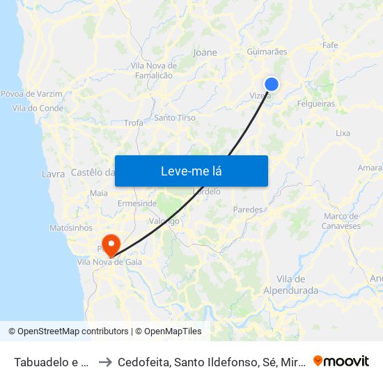 Tabuadelo e São Faustino to Cedofeita, Santo Ildefonso, Sé, Miragaia, São Nicolau e Vitória map