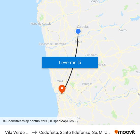 Vila Verde e Barbudo to Cedofeita, Santo Ildefonso, Sé, Miragaia, São Nicolau e Vitória map