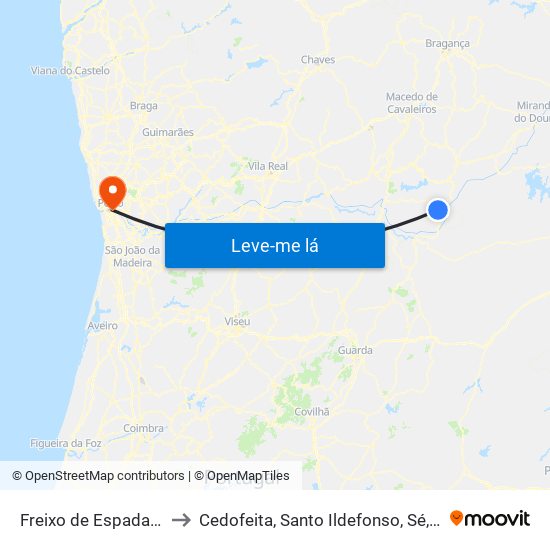 Freixo de Espada À Cinta e Mazouco to Cedofeita, Santo Ildefonso, Sé, Miragaia, São Nicolau e Vitória map