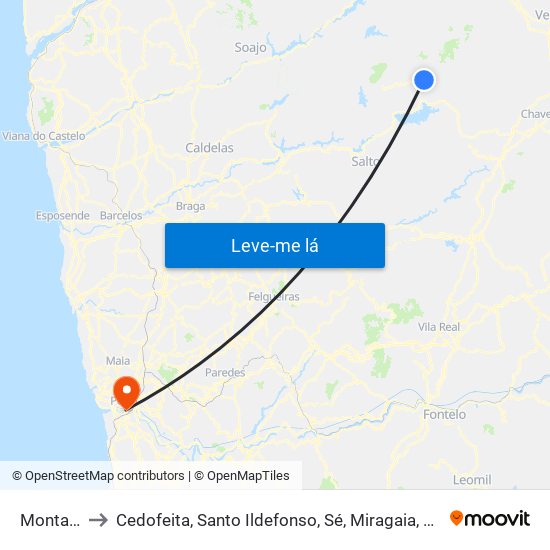 Montalegre to Cedofeita, Santo Ildefonso, Sé, Miragaia, São Nicolau e Vitória map
