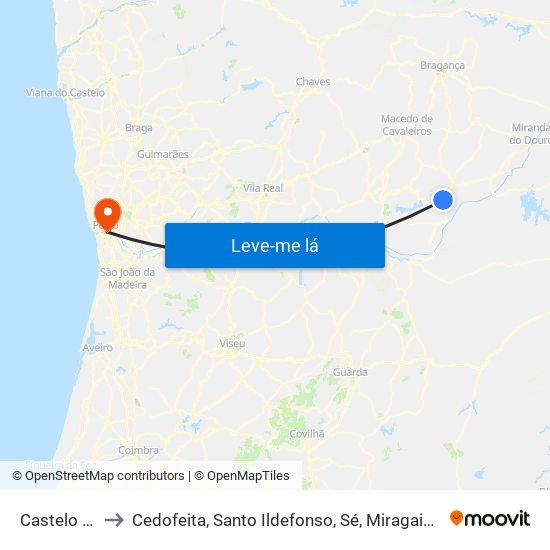 Castelo Branco to Cedofeita, Santo Ildefonso, Sé, Miragaia, São Nicolau e Vitória map
