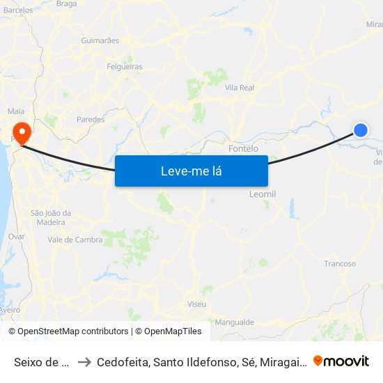 Seixo de Ansiães to Cedofeita, Santo Ildefonso, Sé, Miragaia, São Nicolau e Vitória map