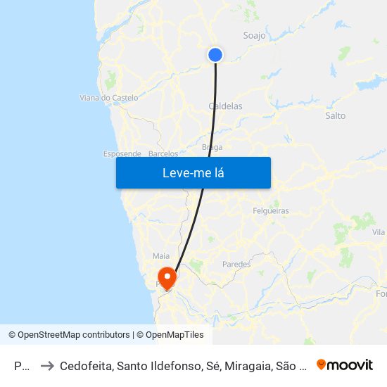 Paçô to Cedofeita, Santo Ildefonso, Sé, Miragaia, São Nicolau e Vitória map