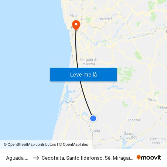 Aguada de Cima to Cedofeita, Santo Ildefonso, Sé, Miragaia, São Nicolau e Vitória map