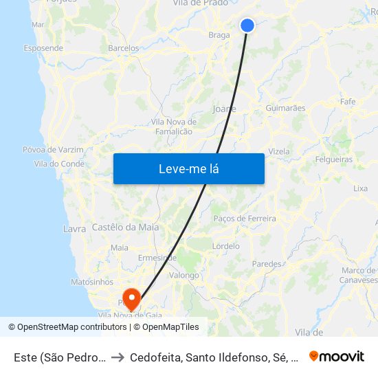 Este (São Pedro e São Mamede) to Cedofeita, Santo Ildefonso, Sé, Miragaia, São Nicolau e Vitória map