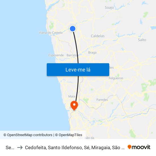 Seara to Cedofeita, Santo Ildefonso, Sé, Miragaia, São Nicolau e Vitória map