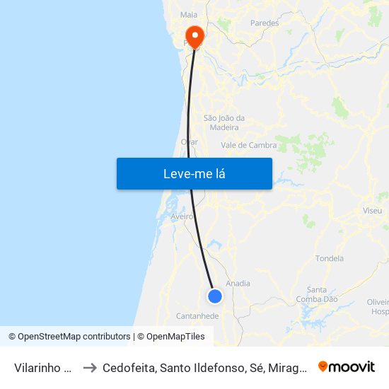 Vilarinho do Bairro to Cedofeita, Santo Ildefonso, Sé, Miragaia, São Nicolau e Vitória map