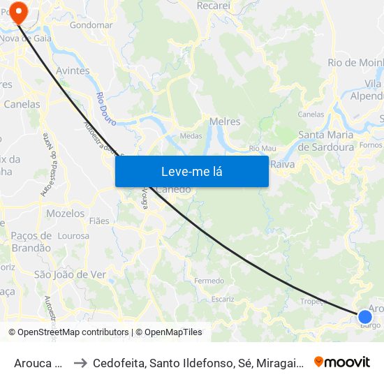 Arouca e Burgo to Cedofeita, Santo Ildefonso, Sé, Miragaia, São Nicolau e Vitória map