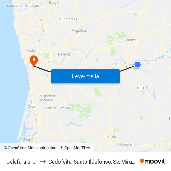 Galafura e Covelinhas to Cedofeita, Santo Ildefonso, Sé, Miragaia, São Nicolau e Vitória map