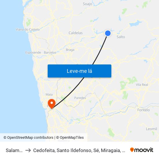 Salamonde to Cedofeita, Santo Ildefonso, Sé, Miragaia, São Nicolau e Vitória map