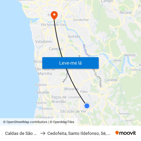 Caldas de São Jorge e Pigeiros to Cedofeita, Santo Ildefonso, Sé, Miragaia, São Nicolau e Vitória map