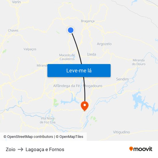 Zoio to Lagoaça e Fornos map