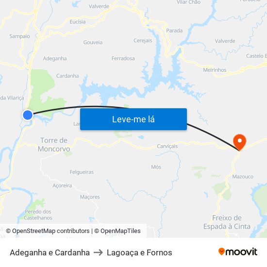 Adeganha e Cardanha to Lagoaça e Fornos map