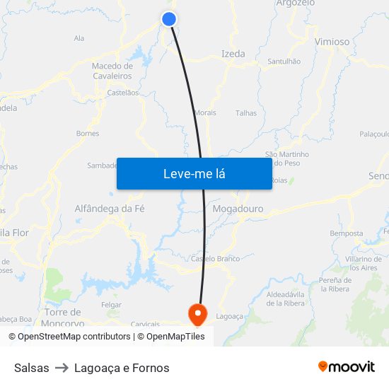 Salsas to Lagoaça e Fornos map