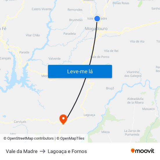 Vale da Madre to Lagoaça e Fornos map