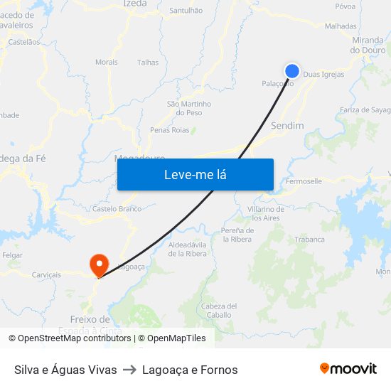 Silva e Águas Vivas to Lagoaça e Fornos map