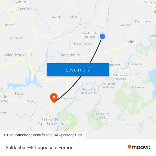 Saldanha to Lagoaça e Fornos map