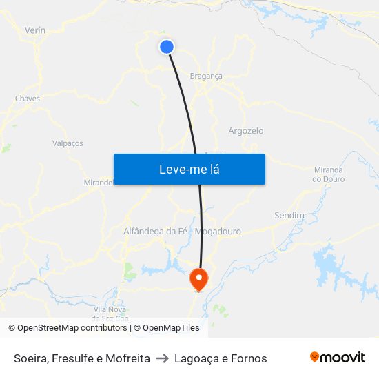 Soeira, Fresulfe e Mofreita to Lagoaça e Fornos map