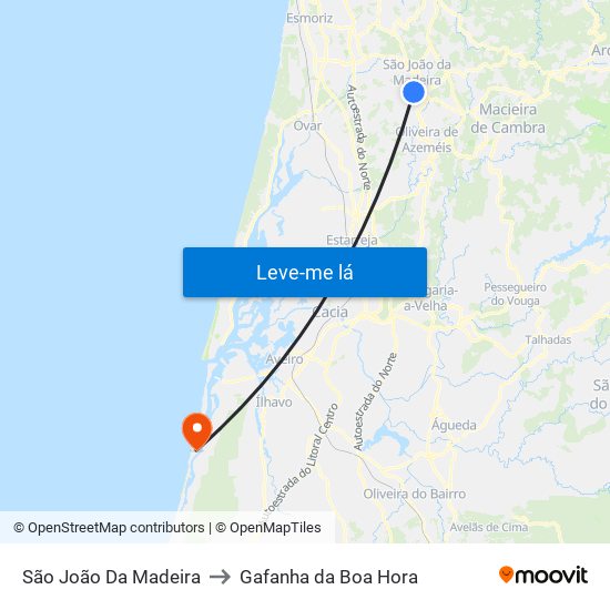 São João Da Madeira to Gafanha da Boa Hora map