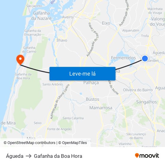 Águeda to Gafanha da Boa Hora map