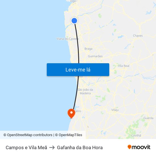 Campos e Vila Meã to Gafanha da Boa Hora map