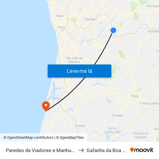 Paredes de Viadores e Manhuncelos to Gafanha da Boa Hora map