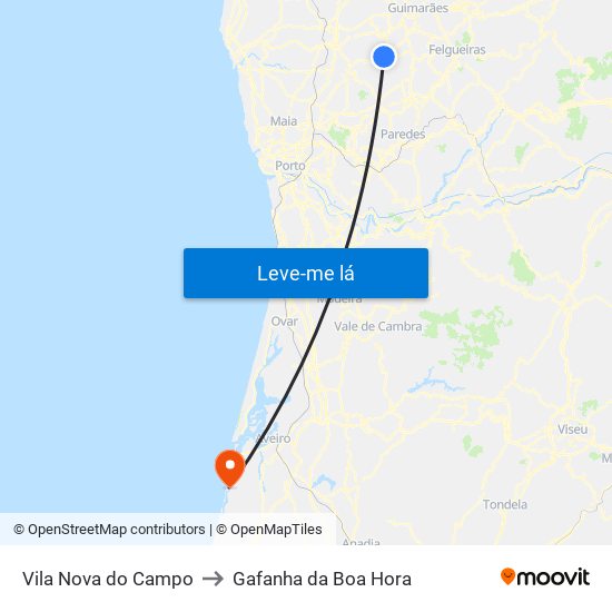 Vila Nova do Campo to Gafanha da Boa Hora map