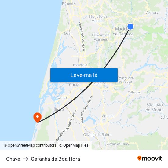 Chave to Gafanha da Boa Hora map