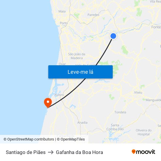 Santiago de Piães to Gafanha da Boa Hora map