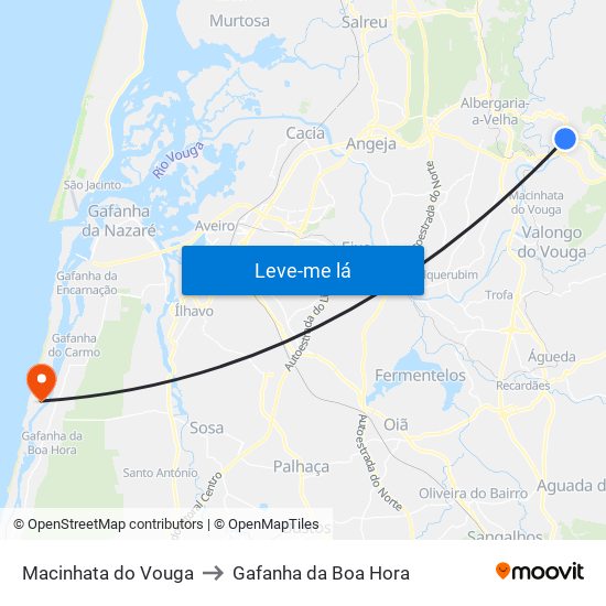 Macinhata do Vouga to Gafanha da Boa Hora map