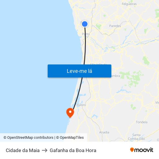 Cidade da Maia to Gafanha da Boa Hora map