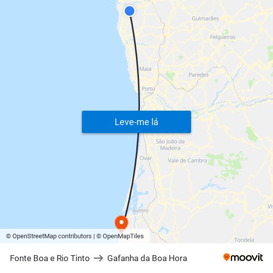 Fonte Boa e Rio Tinto to Gafanha da Boa Hora map