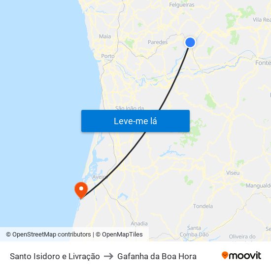 Santo Isidoro e Livração to Gafanha da Boa Hora map