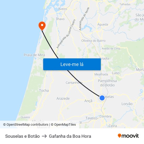 Souselas e Botão to Gafanha da Boa Hora map