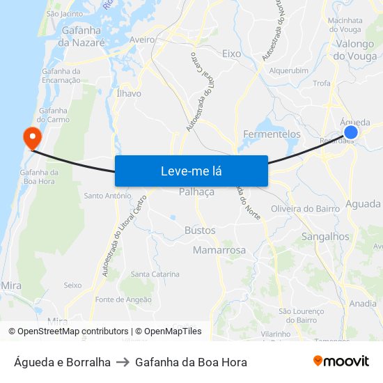 Águeda e Borralha to Gafanha da Boa Hora map