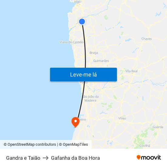 Gandra e Taião to Gafanha da Boa Hora map