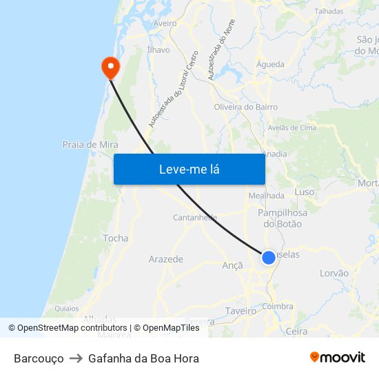 Barcouço to Gafanha da Boa Hora map