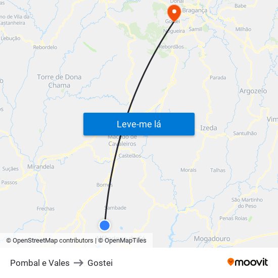 Pombal e Vales to Gostei map