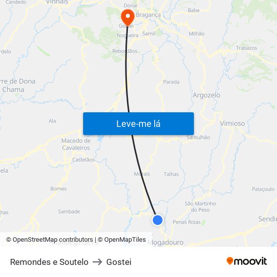 Remondes e Soutelo to Gostei map