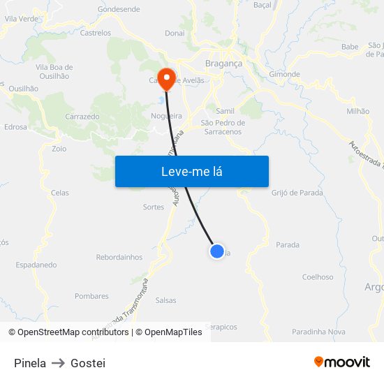 Pinela to Gostei map