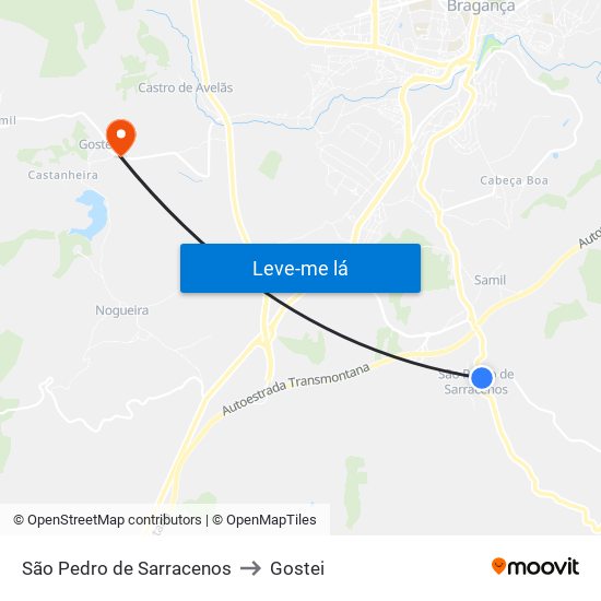 São Pedro de Sarracenos to Gostei map