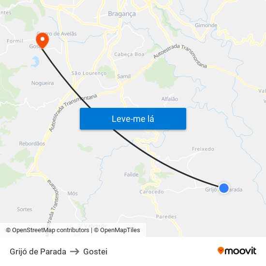 Grijó de Parada to Gostei map